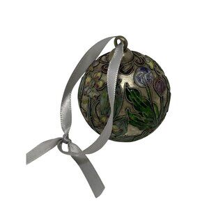 VTG Handcrafted Floral Cloisonne Ball Round Ornament Multicolor Ribbon Asian Art